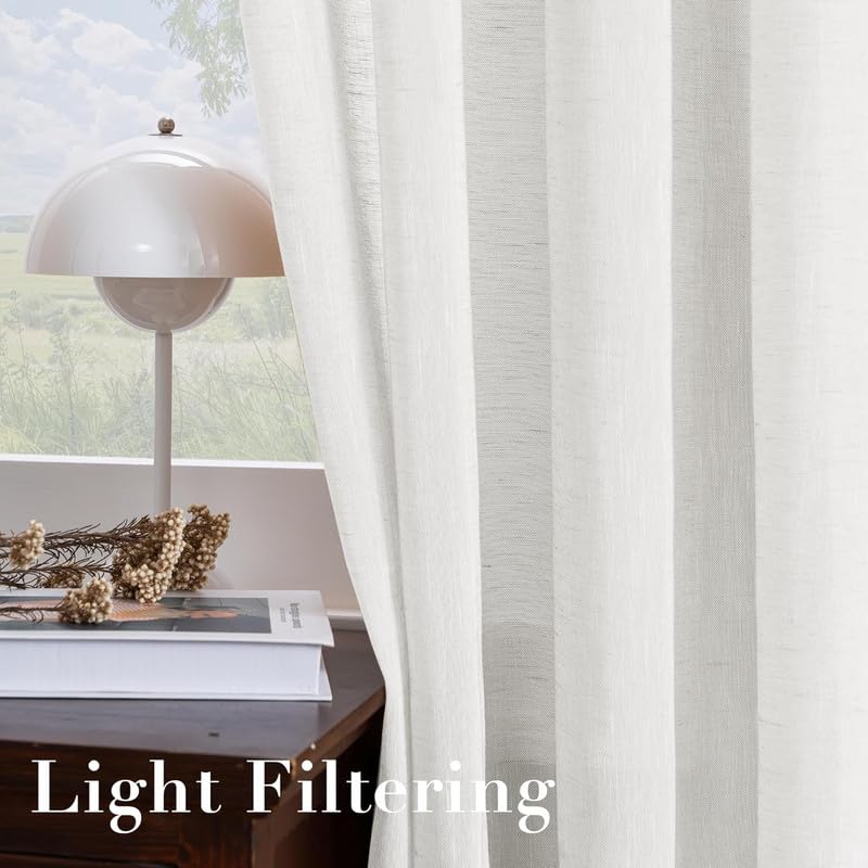 INtex CURTAINS House Semi-Transparent Linen Sheer Curtain, Lightweight Fabric with Steel Grommets, Elegant One Piece Window Panel for Living Room or Home Décor - 400 W x 270 L - Café