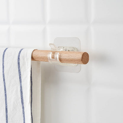 ericotry 2PCS Curtain Rod Brackets Self Adhesive Drapery Hook Holders Nail Free Curtain Rod Hooks Wall Brackets Towel Rod Hooks for Bathroom Home and Hotel (Transparent)