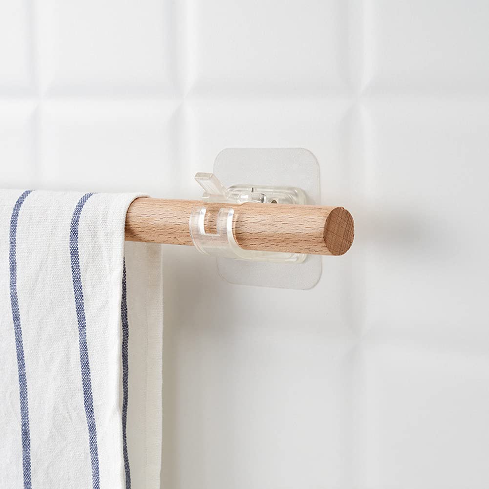 2PCS Curtain Rod Brackets Self Adhesive Drapery Hook Holders Nail Free Curtain Rod Hooks Wall Brackets Towel Rod Hooks for Bathroom Home and Hotel (Transparent)