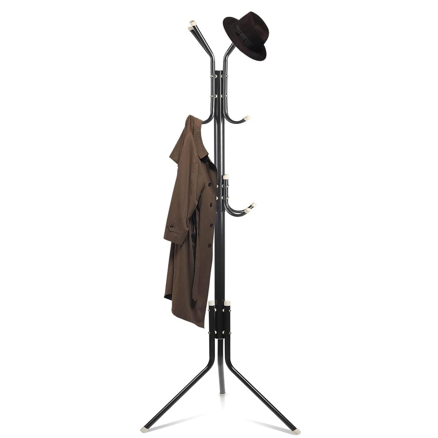 Bolivia's Coat Rack Stand, Metal Coat Hat Hanger Organizer Rack with 12 Hooks, Coat Tree, Free Standing Coat Rack for Clothes, Jackets, Hats, Purses, Bags, Keys, Umbrella (Black)