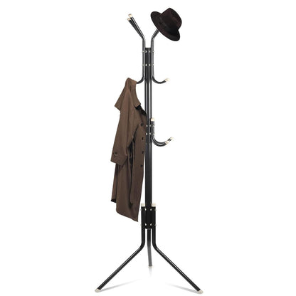 Bolivia's Coat Rack Stand, Metal Coat Hat Hanger Organizer Rack with 12 Hooks, Coat Tree, Free Standing Coat Rack for Clothes, Jackets, Hats, Purses, Bags, Keys, Umbrella (Black)