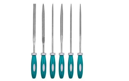 Total Set of 6 mini iron files 140 mm with ergonomic handle by INECO