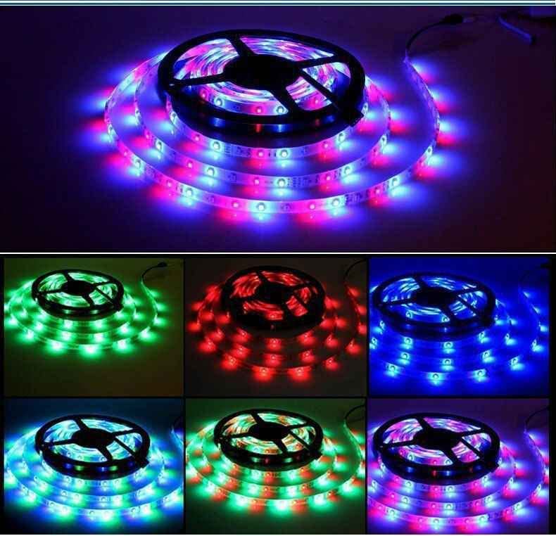 5m LED Strip lights 3528 water resistant RGB with Remote Control and power adapter