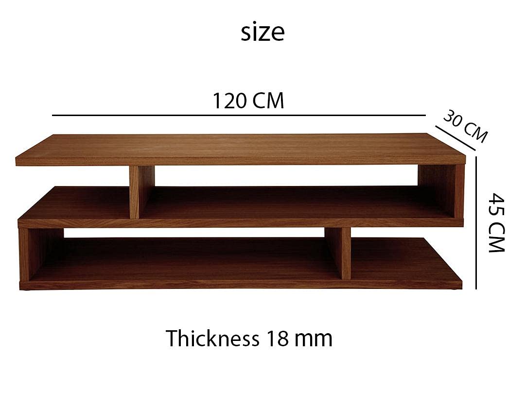 Modern TV Table, 120 cm Brown Entertainment Unit, Contemporary Media Console with Storage Shelves for Living Room, Sturdy and Stylish TV Stand for Screens, Wide Design