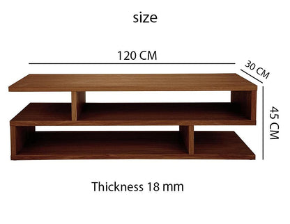 Modern TV Table, 120 cm Brown Entertainment Unit, Contemporary Media Console with Storage Shelves for Living Room, Sturdy and Stylish TV Stand for Screens, Wide Design