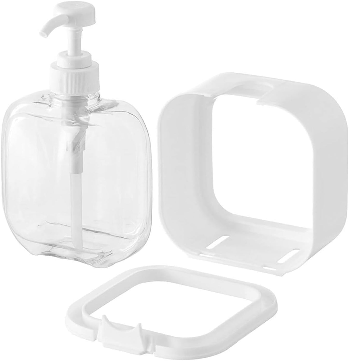 Augous 2 Pack 500ml Square Clear Soap Dispenser Bottle Refillable Bathroom Soap Dispenser for Lotion, Shampoo, and shower gel