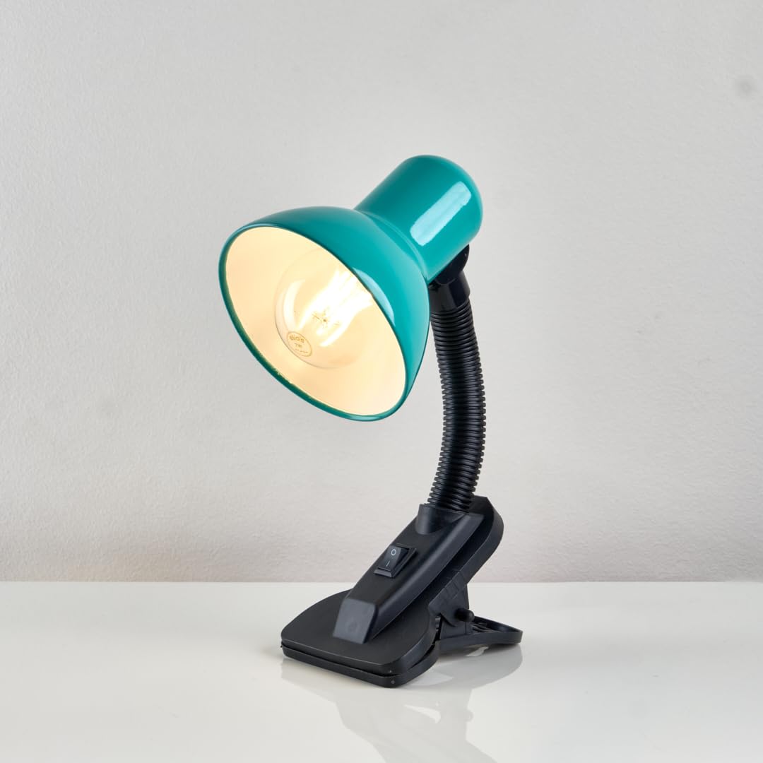 Desk Lamp with Clips - Addressable LED Lighting - Flexible Arm - Elegant Color - Suitable for Study, Reading, Work (Turquoise)