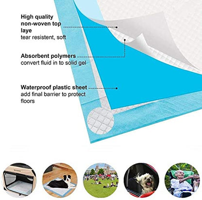 Pet Pee Pads, Dog Training Pee Pads, ATDONE Disposable Healthy Nappy Mat For Dog Cat, Keep Healthy Clean Odor Eliminating Super Absorbent Leak proof pads (M - 45x60cm 50PCS Blue)