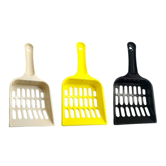 NA Cat Litter Shovel Plastic Scoop Pet Cleaning Tool (Beige, Yellow, Black) - Pack of 3