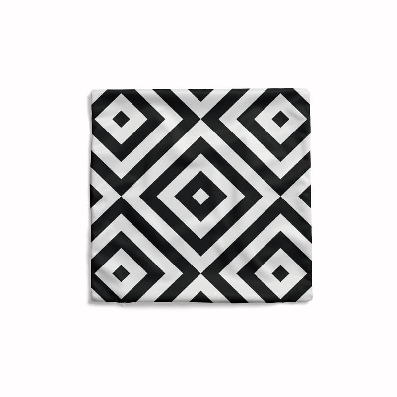 Velvet Mono Cushion Cover in Black & White, a plush 40x40 cm decorative pillow with a striking monochromatic pattern, adding a touch of modern luxury and bold graphic design to your sofa