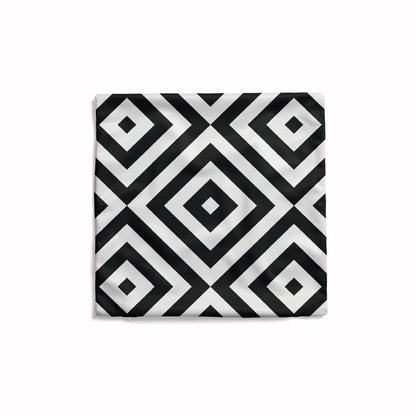 Velvet Mono Cushion Cover in Black & White, a plush 40x40 cm decorative pillow with a striking monochromatic pattern, adding a touch of modern luxury and bold graphic design to your sofa