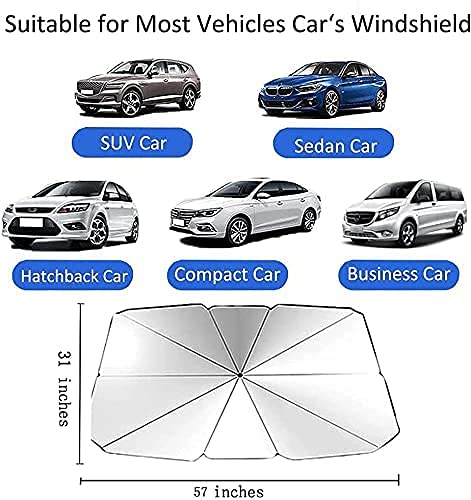 COOLBABY Lifelog Car Parasol Car Windshield Sun Shade Umbrella,Foldable Car Sun Umbrella for Windshield Sun Protection Umbrella Front Sunscreen Visor Block UV Fits Most Vehicle Models(L)