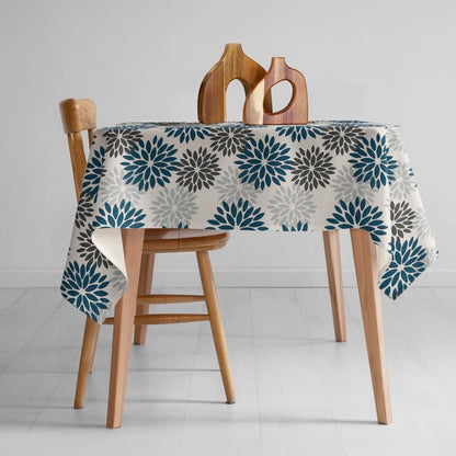 INTEX HOME Linen Velvet Floral Tablecloth, Textured Fabric for Elegant Dining, Special Occasions and Home Decor, Ultra-Soft, Wrinkle-Resistant, Spill-Proof, 130 x 190 cm, Black and Grey