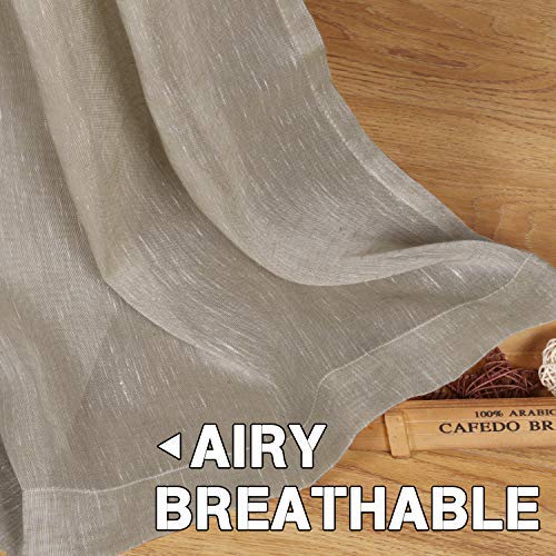 INtex Curtains Semi-Transparent Natural Linen Curtains with Elegant Sheer Fabric and Steel Grommets - 1 Piece 200W x 230L CM Dark gery