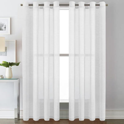 INtex CURTAINS House Semi-Transparent Linen Sheer Curtain, Lightweight Fabric with Steel Grommets, Elegant One Piece Window Panel for Living Room or Home Décor - 400 W x 270 L - Café