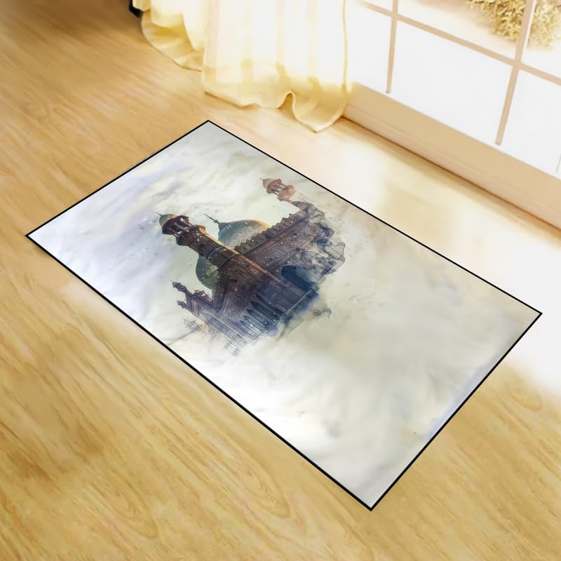 INtex Home Prayer Rug, Luxury Velvet Fabric with Digital Print, Soft Comfortable Islamic Mat for Daily Prayers, Elegant Lightweight Foldable for Mosque or Home Use - Modern Design