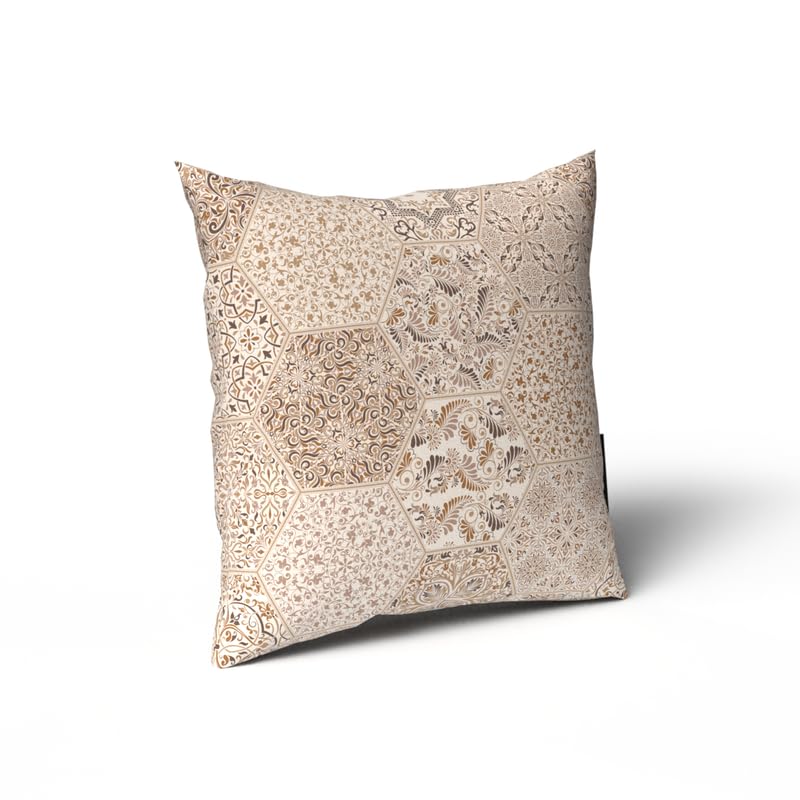 Dano Velvet Cushion Cover in a sophisticated Beige, a 40x40 cm decorative throw pillow with a subtle, elegant pattern, perfect for a minimalist and serene Ramadan decor aesthetic
