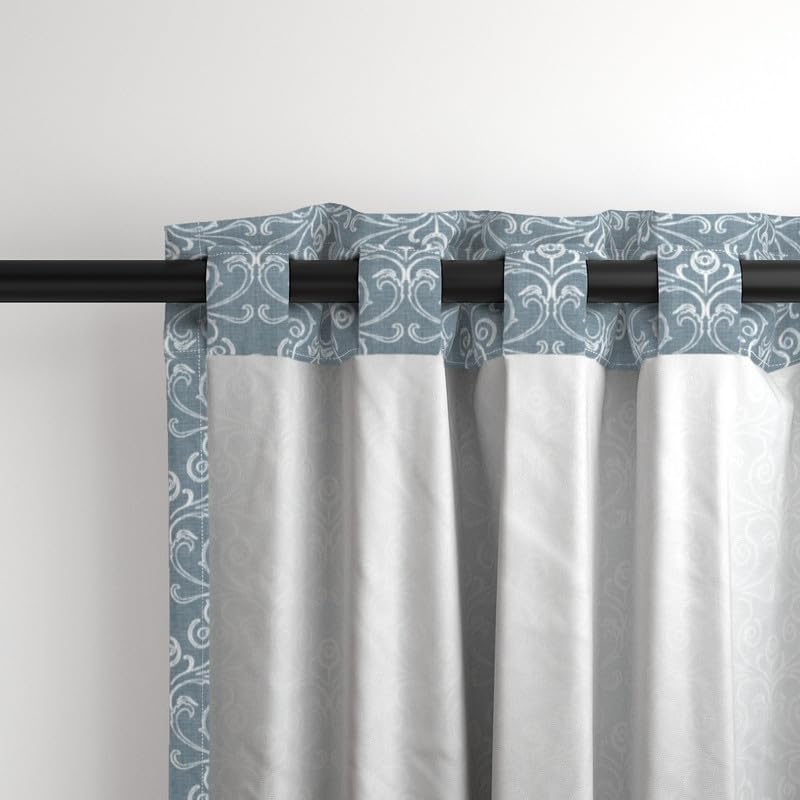 INtex Home Linen Curtain Panel, Meadow Breeze Printed Light-Filtering Fabric with Back Tab Hanging, Elegant Rustic Style for Living Bedroom or Dining Room, 1 Pc - 135 x 230 - Petrol Blue