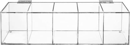 Clear Acrylic Tea Bag Organizer with Hinged Lid, 35 x 10 x 8 cm Storage Caddy with 5 Compartments, Countertop Box for Assorted Teas Condiments and Sugar Packets