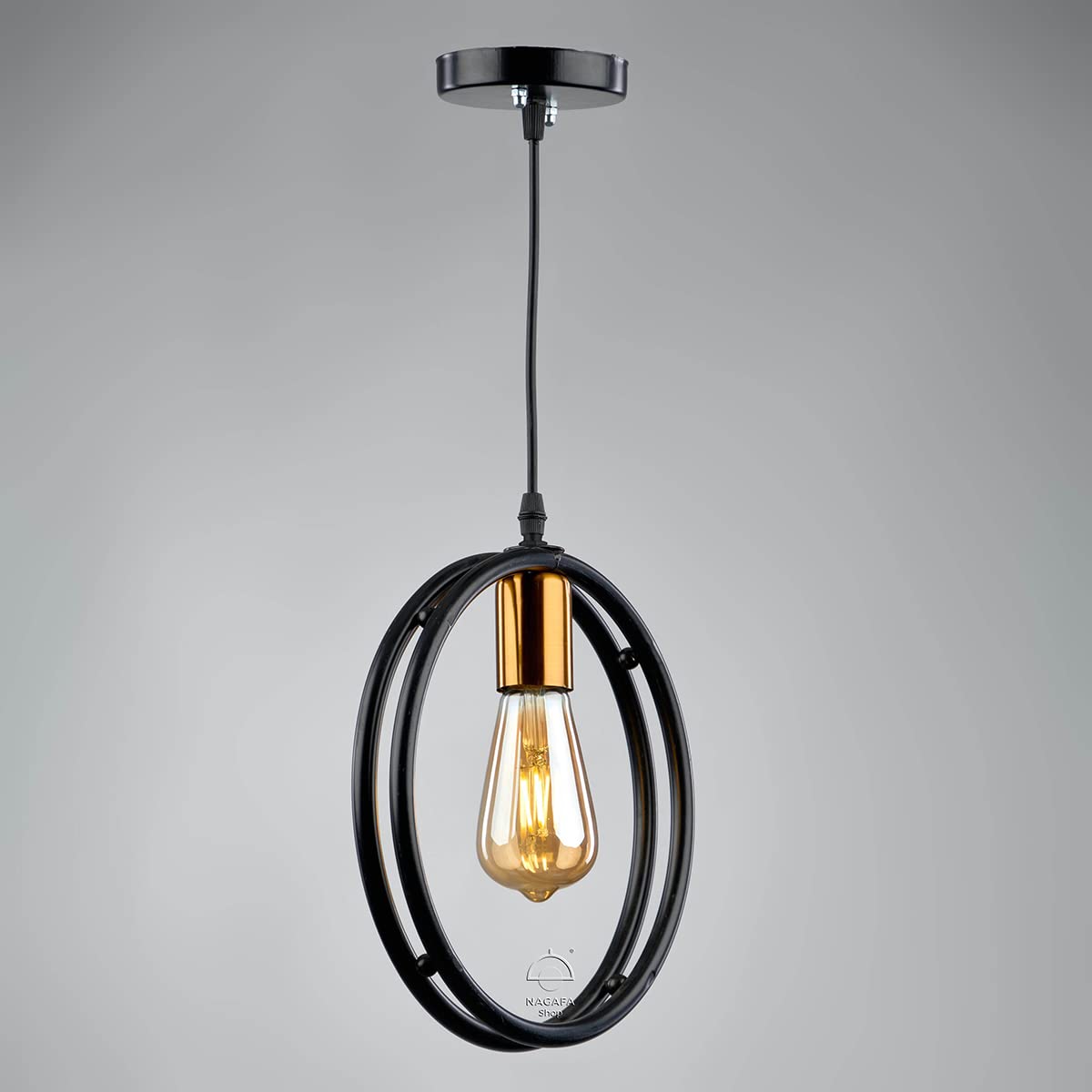 Nagafa Shop, Modern Ring Ceiling Lamp, Black,