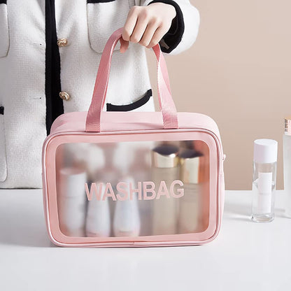 Toiletry Bag for Women Clear Travel Bags for Toiletries Portable PVC Large Clear Makeup Cosmetic Toiletry Organizer Bag Waterproof Transparent Small Clear Handbag for Women, 3PCS Pink 02, Journey
