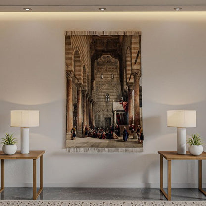 Wall Rug – Islamic Wall Hanging – Decorative Woven Tapestry for Home, or Office – Soft Fabric with Fringe – Religious Art – 1 Piece