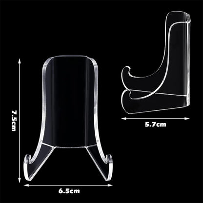 2 Pieces Clear Acrylic Flat Back Easel, Deep Support Shelves, Table Top Easel for Card, Picture, Plate Holder, Home Decor, Book Display Stand, Durable & Elegant Design