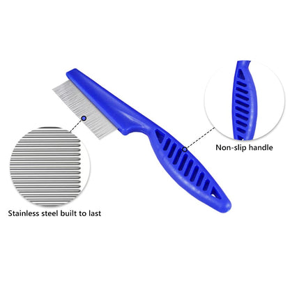 ALLY-MAGIC Pet Comb Cat Dog Tooth Grooming Removal Tool Flea Lice Tear Stain Remover Combs for Tangles Knots Crust Dirt Fine Y2DLB (A)