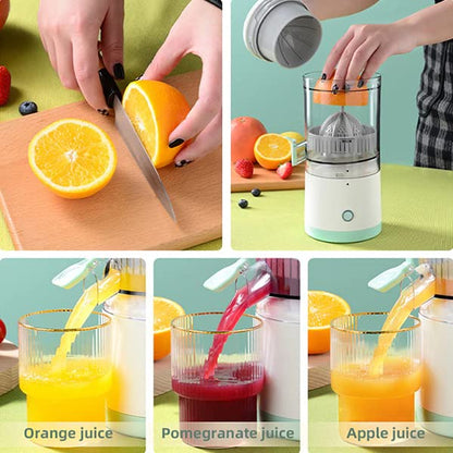 Yameem Wireless Juicer, Multifunctional Protable Electric Orange Juicer Usb Charging Cordless One Button Operation Fruit Juice Squeezer for Oranges Apples Pomegranates Pears