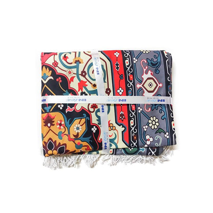 INtex Home Velvet Padded Prayer Rug, Multicolor Islamic Persian Design, Soft Printed Fabric with Anti-Slip Layer, Comfortable and Cushioned, 70x110 cm