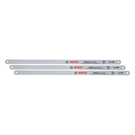 Bosch Hacksaw Blades Precise 300mm 3-Piece (Accessories for Hacksaw; 24 TPI; Durable Bi-Metal Blade for Precise Cuts in Metal, Wood, Plastic, Composite Materials)