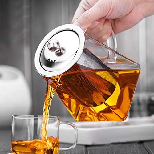NixTiL Hofu Small Clear High Borosilicate Glass Tea Pot with Removable 304 Stainless Steel Infuser, Heat Resistant Loose Leaf Teapot,Stovetop Safe (550ML)
