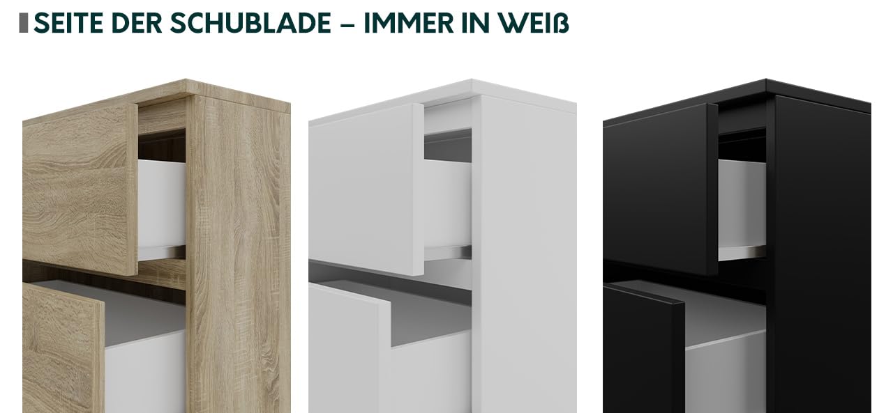 6-Drawer Chest in Black, 120cm Wide Sideboard for Living Room, Highboard Multipurpose Cabinet for Hallway or Dining Room, Modern Dresser with Sleek Design