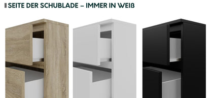 6-Drawer Chest in Black, 120cm Wide Sideboard for Living Room, Highboard Multipurpose Cabinet for Hallway or Dining Room, Modern Dresser with Sleek Design