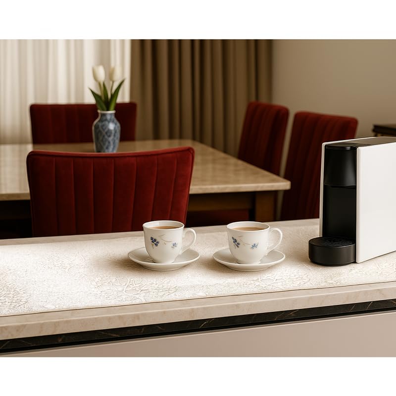 INtex Home Linen Table Runner, DAS Printed Rectangle Design for Reception Kitchen and Living Room Tables, for Dining and Home Décor Enhancements, 1 Pc - 45x140 cm - Caffee Latte