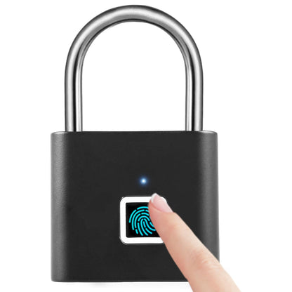 SPORWAY Fingerprint Lock: USB Charging Padlock Keyless Lock IP55 Waterproof Padlock, Small Lock with Fingerprint for Gym, Office, Home, Garden, Cupboard (Black)