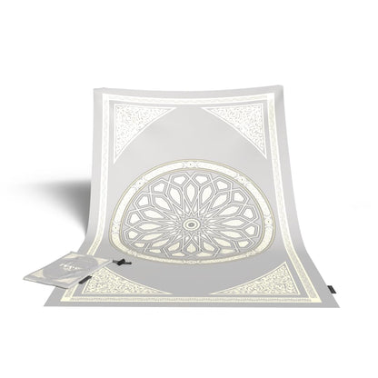 Al-Qubba Portable Prayer Mat, a Waterproof and Lightweight Foldable Travel Rug in a Convenient Pocket Size, Grey, an Ideal Companion for Daily Prayers (Salah) at the Office, Park, or on Vacation