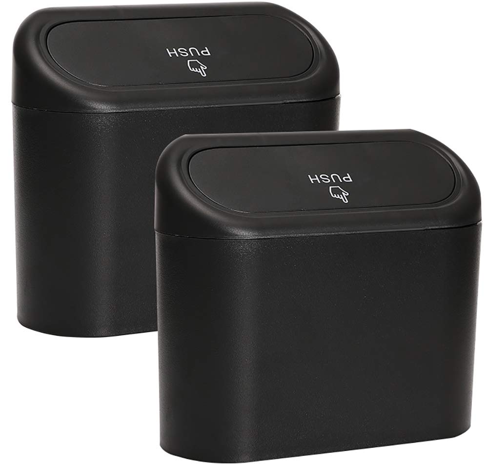 Car Trash Can with Lid, Accmor Mini Vehicle Trash Bin Car Dustbin Garbage Organizer Storage 2 Packs, Automotive Garbage Can Bin Trash Container for Cars, Home, Office