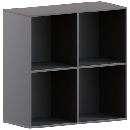 Durham 4 Cube Bookcase, Black Storage Organizer for Living Room or Home Office, Modern Bookshelf Furniture, Versatile Display and Organization Unit, Sturdy Wood