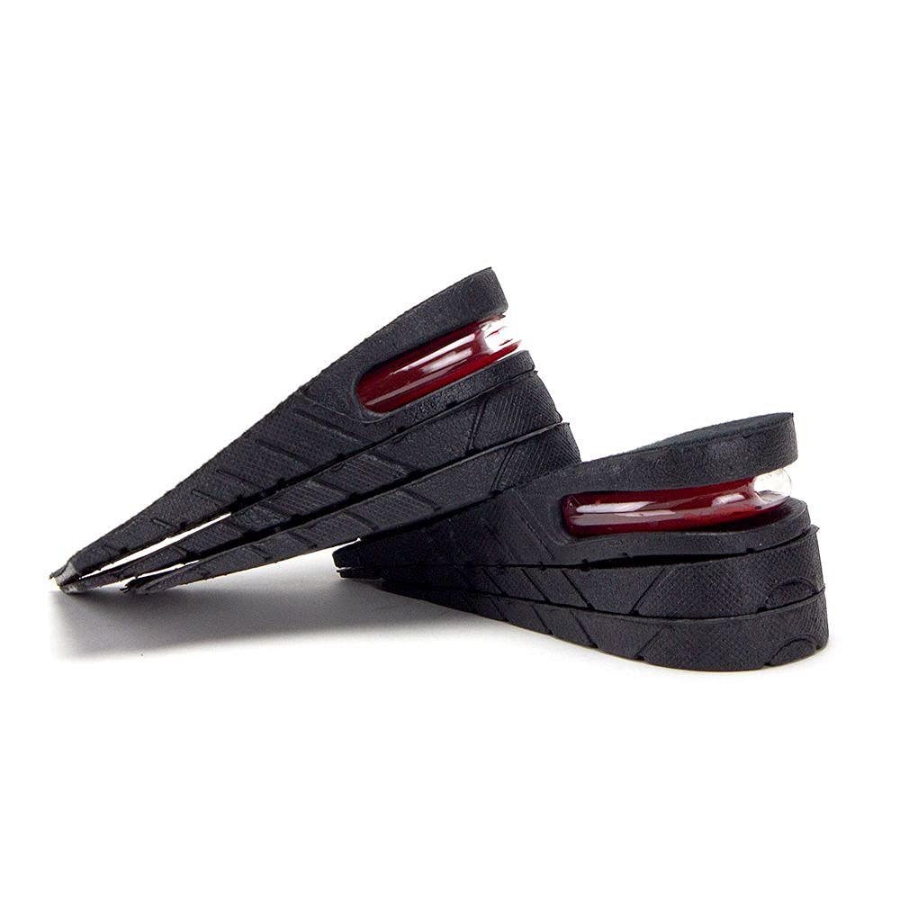 Jazame Height Increase Insoles for Men & Women - 3-Layer Air-Up Elevator Shoes Lift Kit - Arch Support - Black - Unisex Adults