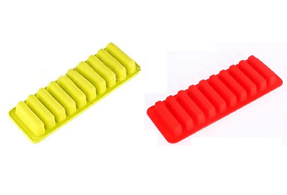 2 Pieces Ice Cube Trays Food Grade Silicone (Red+Yellow)