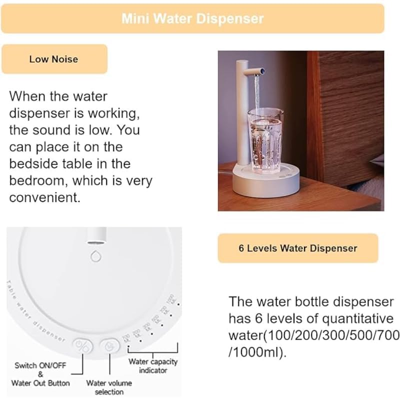 Plastic Portable Water Pump Dispenser With Elegant Simple Design Practical For Home And Office - White