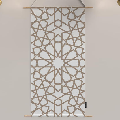 Ramadan's Unique Nova Velvet Fabric Posters Set, a Wall Art Decor Kit for Festive Home Decor, Beige & White, a Celestial-Inspired Islamic Design for Living Room or Bedroom
