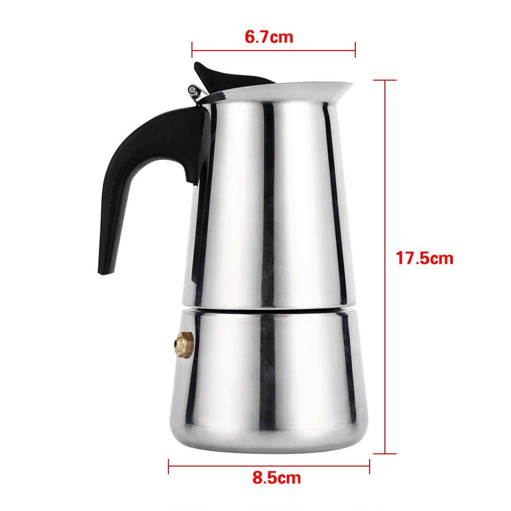 Stainless Steel Coffee Maker, 100ml/200ml/300ml/450ml Moka Pot Espresso Coffee Maker Stove for Office Use(200ml)