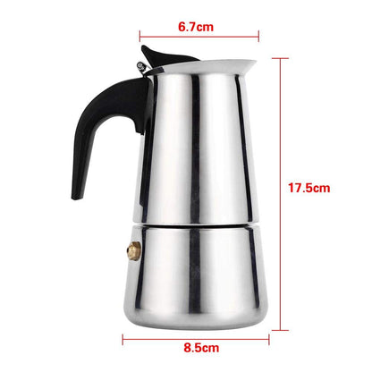 Stainless Steel Coffee Maker, 100ml/200ml/300ml/450ml Moka Pot Espresso Coffee Maker Stove for Office Use(200ml)