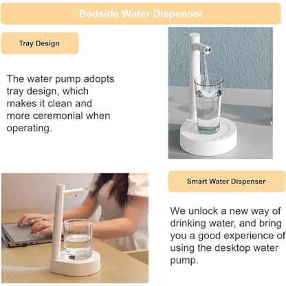 Plastic Portable Water Pump Dispenser With Elegant Simple Design Practical For Home And Office - White