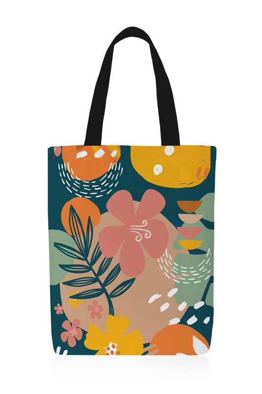 Canvas Ellen Tote Bag, a Durable and Reusable Shopping Bag with a Modern Artistic Multicolor Design, 32x45 cm, a Stylish Carrier for Groceries, Books, or Everyday Essentials