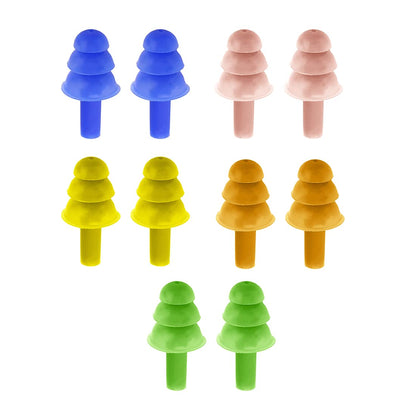 LONSVTTU 5 Pairs Ear Plugs for Swimming Waterproof Reusable Silicone Ear Plugs for Swimming Shower Work Sleep Learning