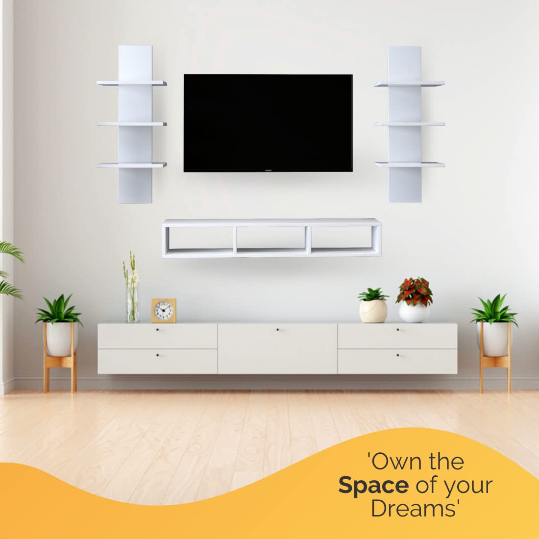 Wooden Bookcase for Kids with 5 Sections, Decorative Storage Unit and Floor Standing File Cabinet for Study or Playroom, 80cm Tall in Beige Manufactured Wood