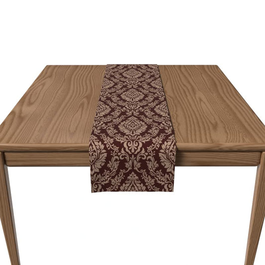 Canvas Maroon Sophia Runner, a Durable Decorative Centerpiece in Maroon & Tan, 35x140 cm, with a Rich, Elegant Pattern for a Warm and Sophisticated Dining Table Setting